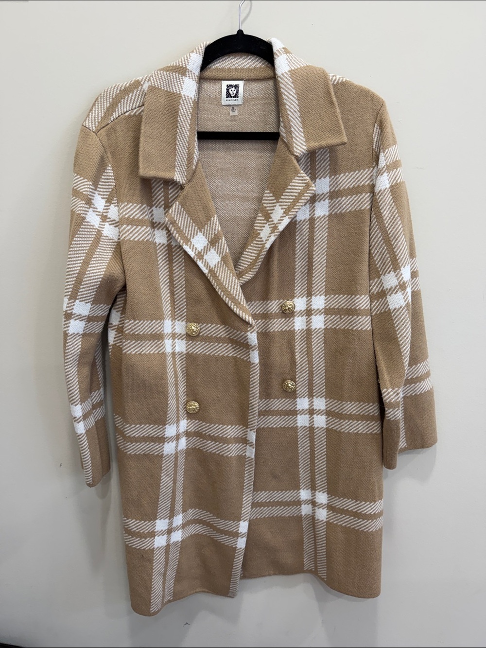 Anne Klein Plaid Double-Breasted Coat